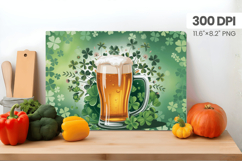 Irish Beer with Shamrocks Cutting Board PNG Sublimation Desi Product Image 1