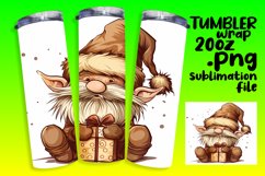 Winter Watercolor Gnome Tumbler Wrap 20oz Sublimation Product Image 1