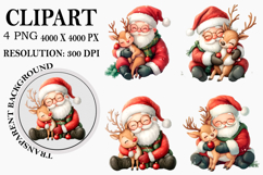 Christmas Reindeer Clipart Watercolor PNG Product Image 1
