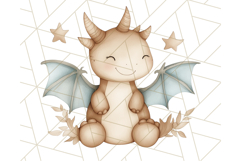 Watercolor Baby Dragon Clipart, Cute Nursery Fantasy PNG Product Image 2
