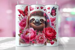 Valentine's Day Sloth Tumbler Wrap Sublimation Design Product Image 1