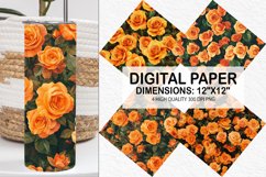 Orange Roses Flowers Digital Paper - Flowers Background Product Image 1