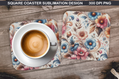 Flowers Coaster Sublimation, Spring Coaster PNG Design Product Image 1