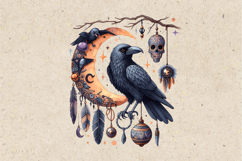 Watercolor Halloween Raven. PNG sublimation BUNDLE Product Image 11