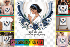 Cheerful Tote Bag Gift Magic PNG, Praying Woman Product Image 1