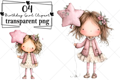 Whimsical Birthday Girl Clipart Watercolor PNG Product Image 1