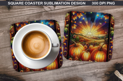 Pumpkin Coaster Sublimation, Halloween Coaster PNG Design Product Image 1