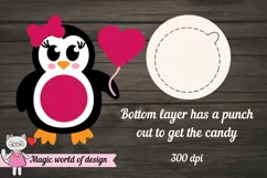 Valentines Little Penguins Candy dome svg, 3d svg cut file Product Image 2