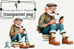 Funny senior gardener PNG Clipart Watercolor PNG Product Image 1