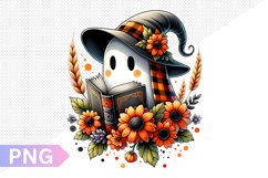 Halloween Ghost And Books Sublimation - Clipart PNG Design Product Image 1