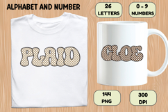 Gingham Plaid Alphabet Letters &amp; Numbers Clipart PNG 300DPI Product Image 6