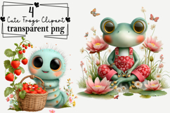 Whimsical Cute Frogs Clipart PNG Watercolor png Product Image 1