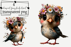 Whimsical Funny Birds Clipart Watercolor PNG Product Image 1