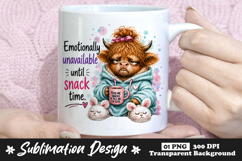 Emotionally Unavailable Until Snack Time Highland Cow PNG Product Image 1