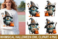 Whimsical Halloween Owl Clipart Product Image 1