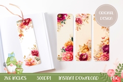 Peony Flowers Bookmark Designs, Floral Bookmark Print Product Image 1