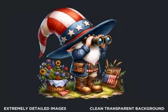 Floral patriotic gnome clipart, 4th of july gnome, USA flag Product Image 2