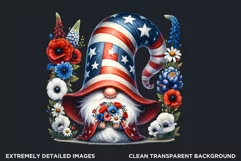 Floral patriotic gnome clipart, 4th of july gnome, USA flag Product Image 2