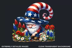 Floral patriotic gnome clipart, 4th of july gnome, USA flag Product Image 2