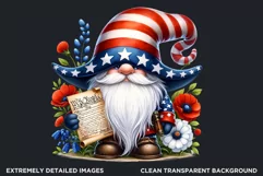 Floral patriotic gnome clipart, 4th of july gnome, USA flag Product Image 2