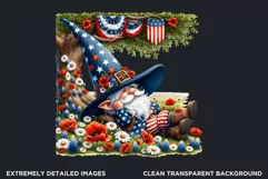 Floral patriotic gnome clipart, 4th of july gnome, USA flag Product Image 2