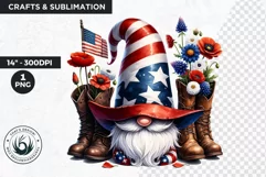 Floral patriotic gnome clipart, 4th of july gnome, USA flag Product Image 1