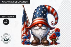 Floral patriotic gnome clipart, 4th of july gnome, USA flag Product Image 1