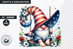 Floral patriotic gnome clipart, 4th of july gnome, USA flag Product Image 1