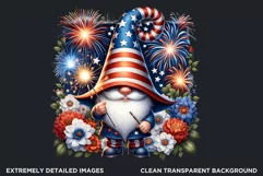 Floral patriotic gnome clipart, 4th of july gnome, USA flag Product Image 2