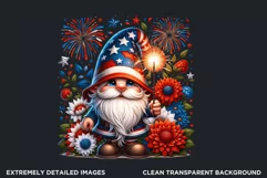 Floral patriotic gnome clipart, 4th of july gnome, USA flag Product Image 2