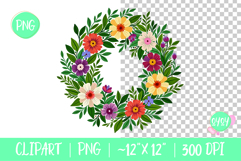 Colorful Floral Wreath PNG Clipart Illustration Product Image 1