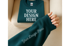 Gildan 18000 Blue Jean Sleeve Sweatshirt Mockup Product Image 1