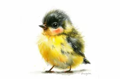 Cute Goldfinch bird Bird Baby Watercolor Handmade illustrati Product Image 3