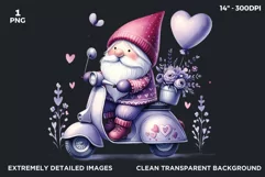Valentines day clipart, pastel purple Gnome clipart in vespa Product Image 2