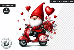 Valentines day clipart, red Gnome clipart in vespa,love Product Image 1