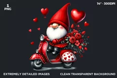 Valentines day clipart, red Gnome clipart in vespa,love Product Image 2
