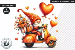Valentines day clipart, Pink Gnome clipart, vespa png Product Image 1