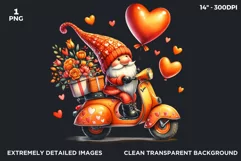 Valentines day clipart, Pink Gnome clipart, vespa png Product Image 2