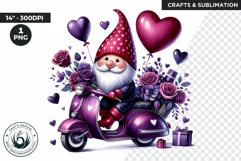 Valentines day clipart, Pink Gnome clipart, vespa png Product Image 1