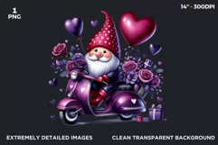 Valentines day clipart, Pink Gnome clipart, vespa png Product Image 2