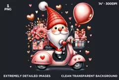 Valentines day clipart, Rose gold Gnome clipart in vespa Product Image 2