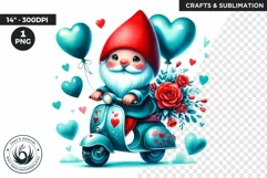 Valentines day clipart, blue turquoise Gnome clipart vespa Product Image 1