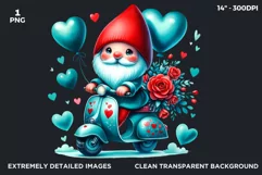 Valentines day clipart, blue turquoise Gnome clipart vespa Product Image 2