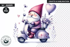 Valentines day clipart, pastel purple Gnome clipart in vespa Product Image 1