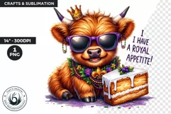 Highland cow clipart, Mardi Gras Clipart, Highland calf PNG Product Image 1