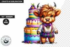 Highland cow clipart, Mardi Gras Clipart, Highland calf PNG Product Image 1