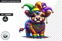 Highland cow clipart, Mardi Gras Clipart, Highland calf PNG Product Image 1