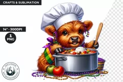 Highland cow clipart, Mardi Gras Clipart, Highland calf PNG Product Image 1