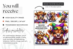 Highland cow clipart, Mardi Gras Clipart, Highland calf PNG Product Image 2
