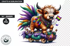 Highland calf Mardi Gras Clipart, Highland cow clipart Product Image 1